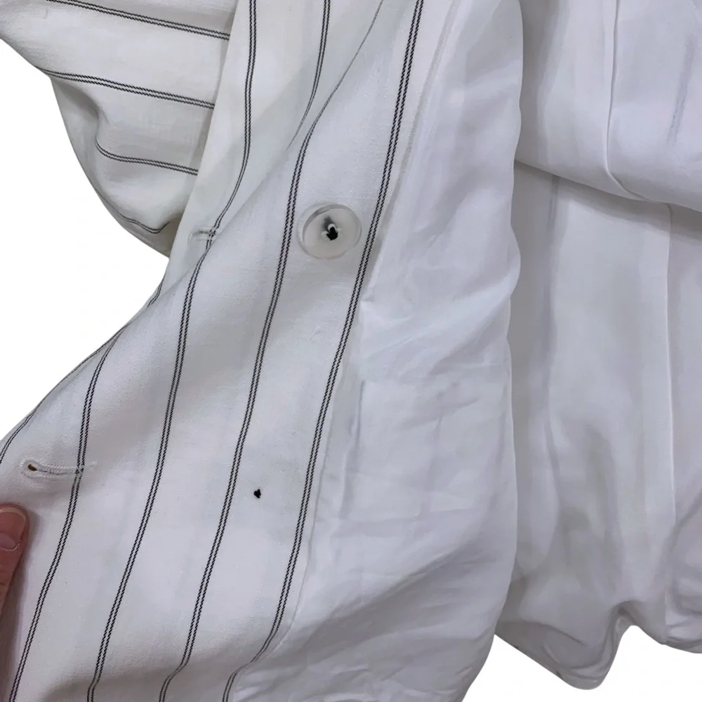 NWOT A NEW DAY 100% Cotton White Black Pinstripe Double Breasted Blazer - sz 16W - Picture 16 of 16